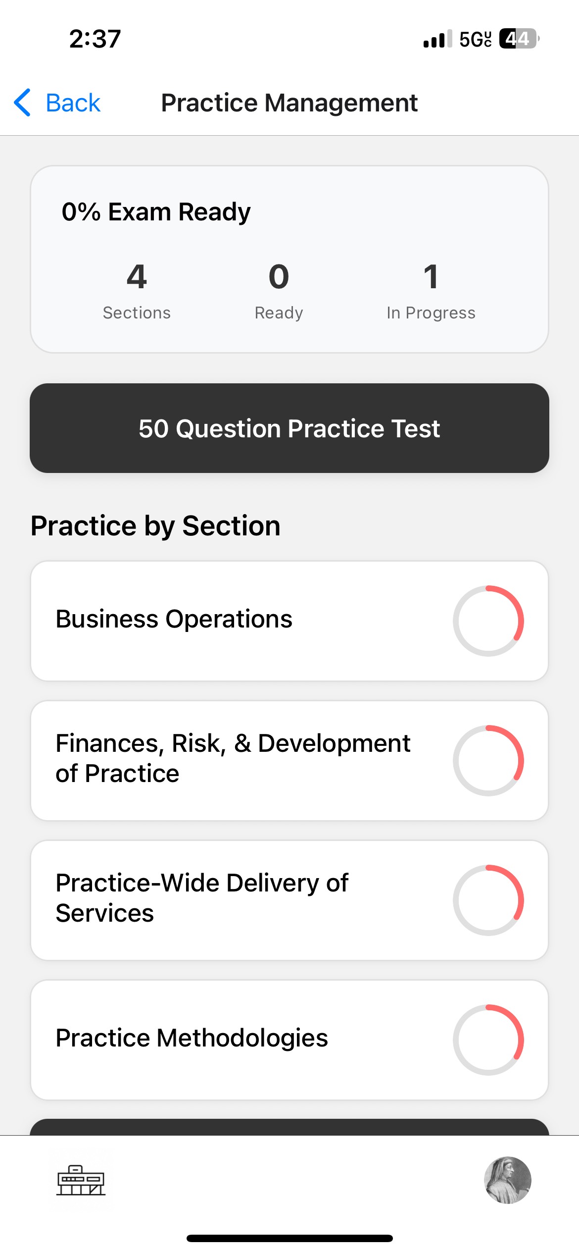 Progress tracking screen